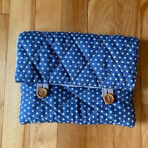 Cute handmade bag. Bought in Berlin at a craft market. Blue polka dot, quilted.